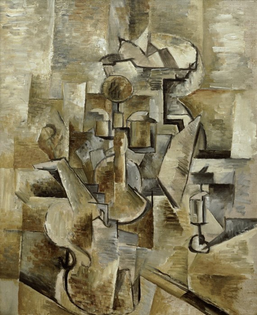 개관전은 큐비즘 · 첫 전시 《큐비스트: 시각의 혁신가들》은 조르주 브라크(Georges Braque)의 「바이올린과 촛대」(1910) 같은 초기 큐비즘을 다룬다. 브라크와 파블로 피카소(Pablo Picasso)가 연 흐름이다. ⓒGeorges Braque / Wikimedia Commons