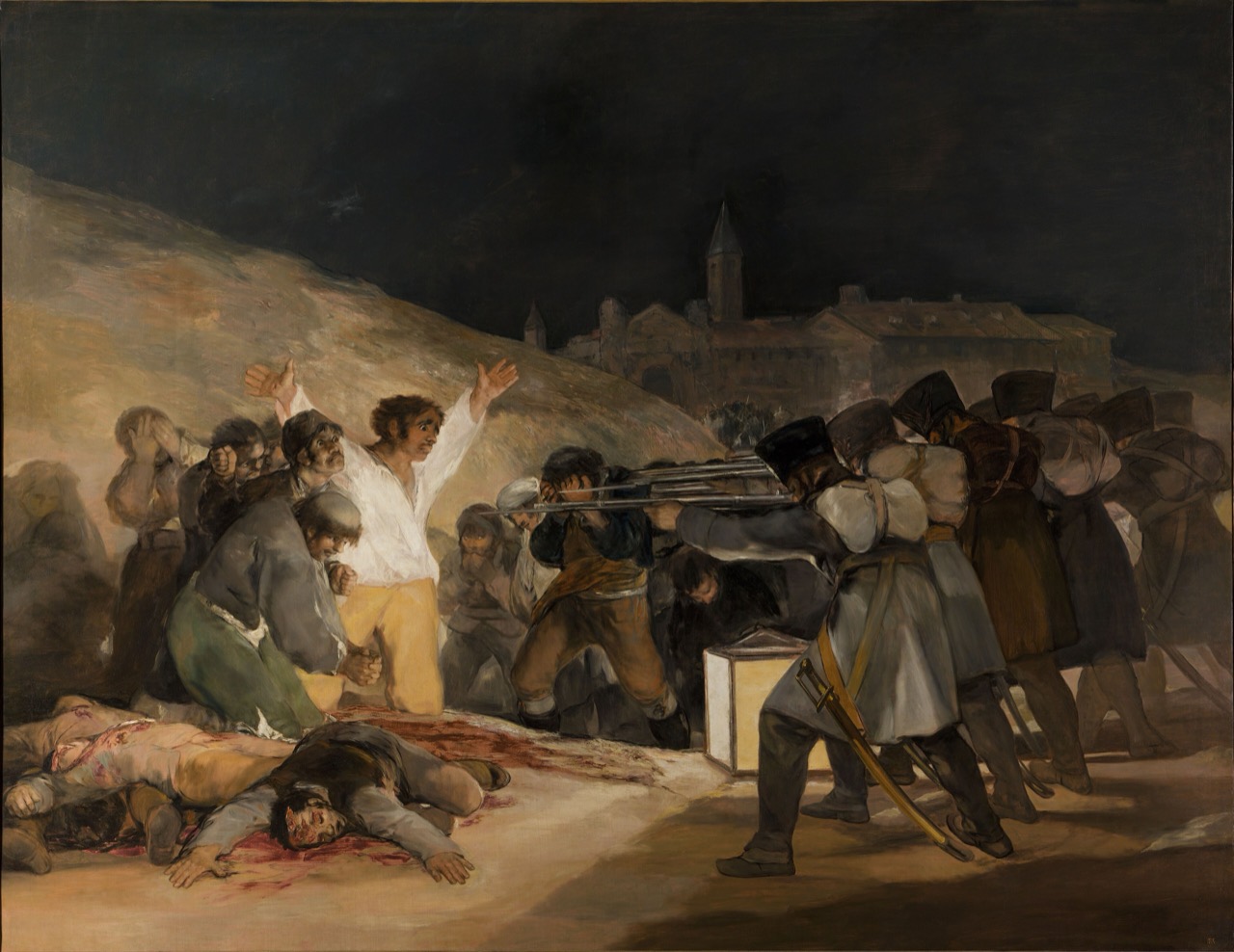 고야의 대표 유화, 이 전시엔 없다 · 「1808년 5월 3일」(El tres de mayo de 1808), 1814. 프라도미술관(Museo del Prado) 소장. 고야의 대표 유화지만 진품은 스페인을 떠나지 않는다. ⓒFrancisco Goya / Wikimedia Commons