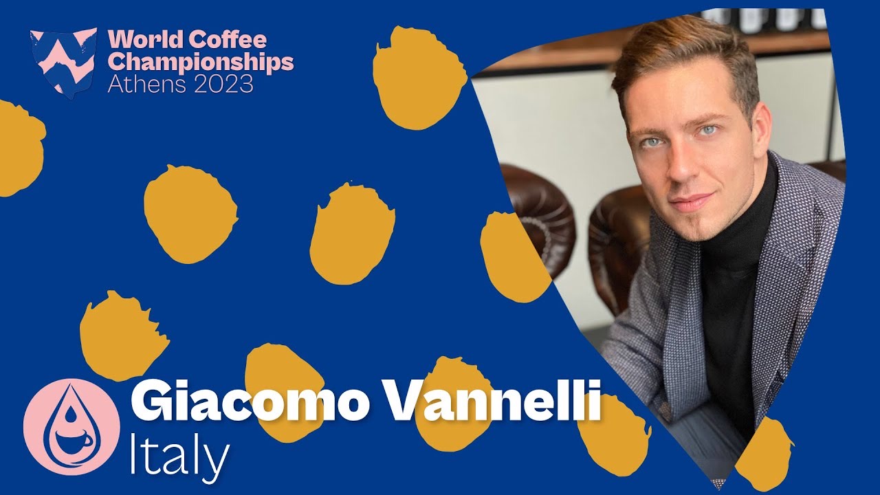 値札を正当化するのは豆ではなく履歴書 · 兄のGiacomo Vannelliはイタリア代表として世界大会に三度出場し、イタリアのロースティングチャンピオンである。弟のPietroは18歳でヨーロッパのラテアート最年少チャンピオンになった。客が品質を判別できない市場で、大会の成績は説明しても通じない品質を一気に担保する。写真はGiacomoがイタリア代表として臨んだワールドブリューワーズカップの競技の場面である。ⓒWorld Coffee Championships