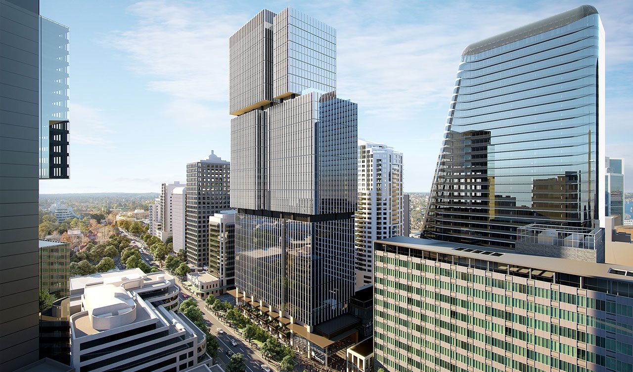 42층, 5만 5,315㎡ · Bates Smart 설계, Lendlease 개발. 아래로 메트로 역이 직결된다. ⓒGreen Street News