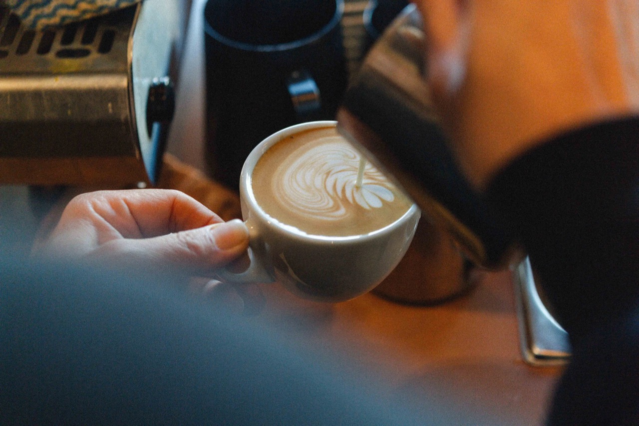 Where the milk goes in · Milk poured over espresso. The cup is ceramic with a handle. ©Yusuke Oba · Broadsheet