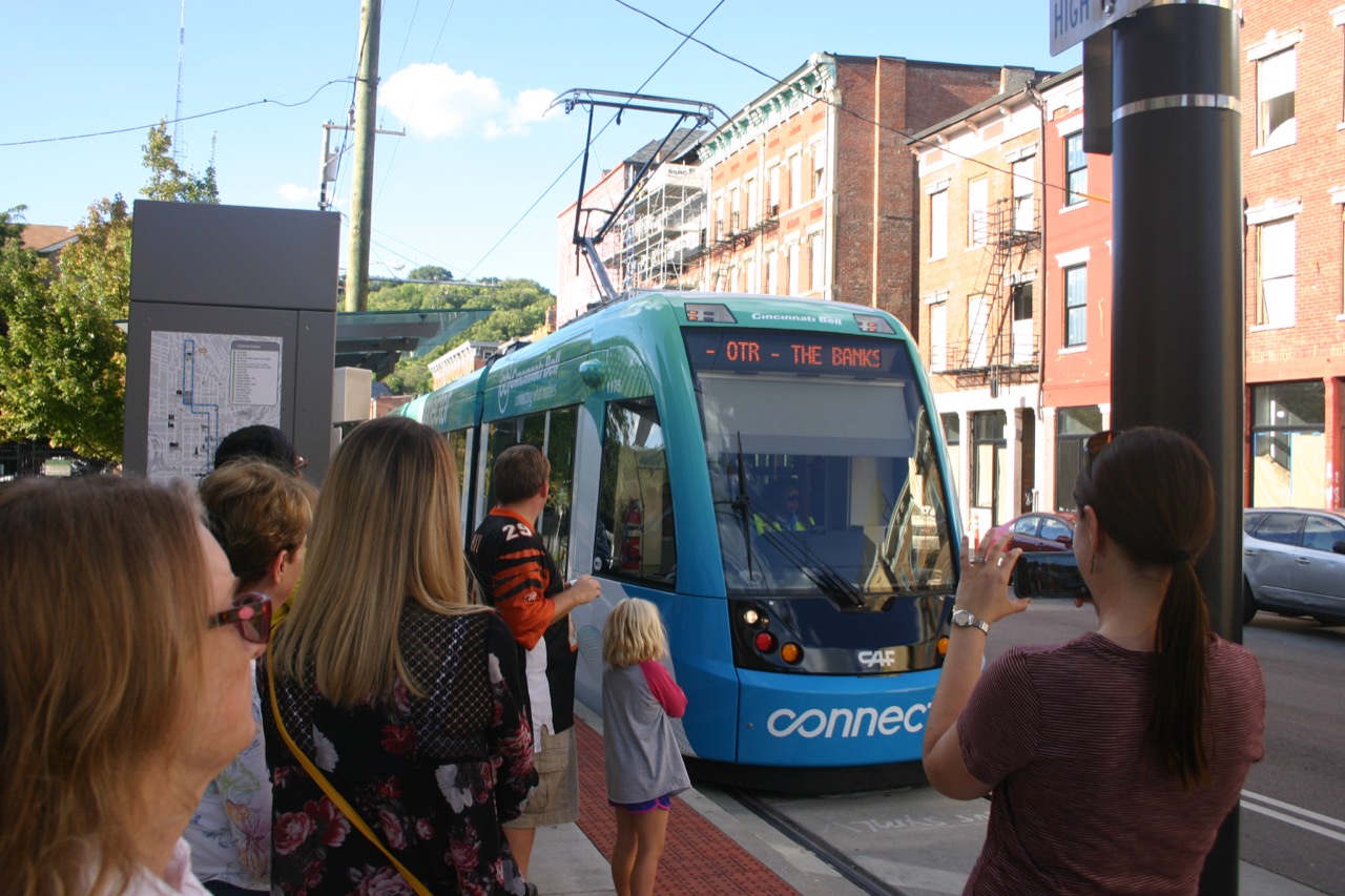 The line the terminus drew · A streetcar pulling into the Findlay Market stop. The route goes no farther north than this. ©RickDikeman · Wikimedia Commons (CC0)
