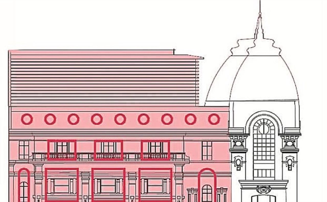 홀이 공용부가 되는 안 · 객석과 무대가 있던 볼륨을 로비와 식음으로 나눴다. ⓒ El Diario Vasco