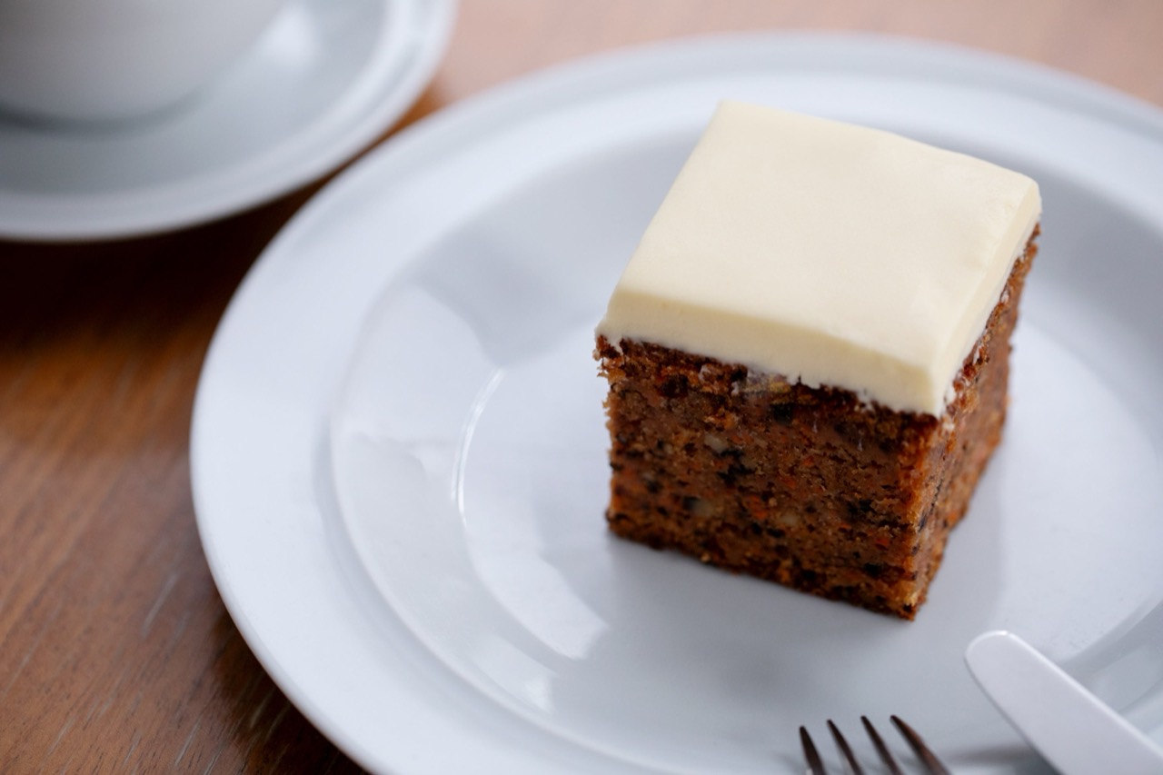 Carrot cake · A slice of cake from the cafe menu. ⓒTSI HOLDINGS