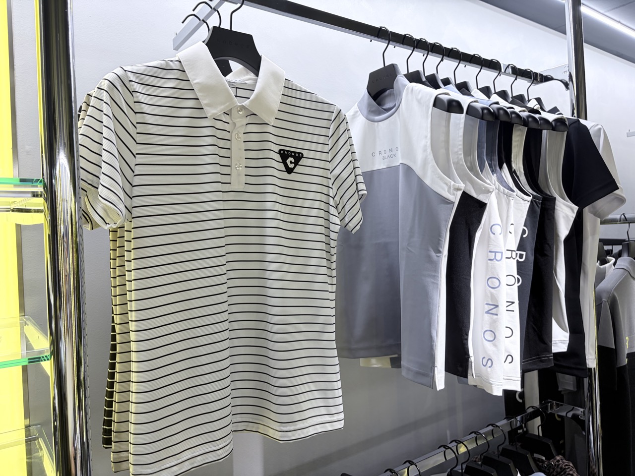 Golf polo shirts · Striped polos and solid shirts. The golf line started in 2024. ⓒ大阪ミナミジャーナル