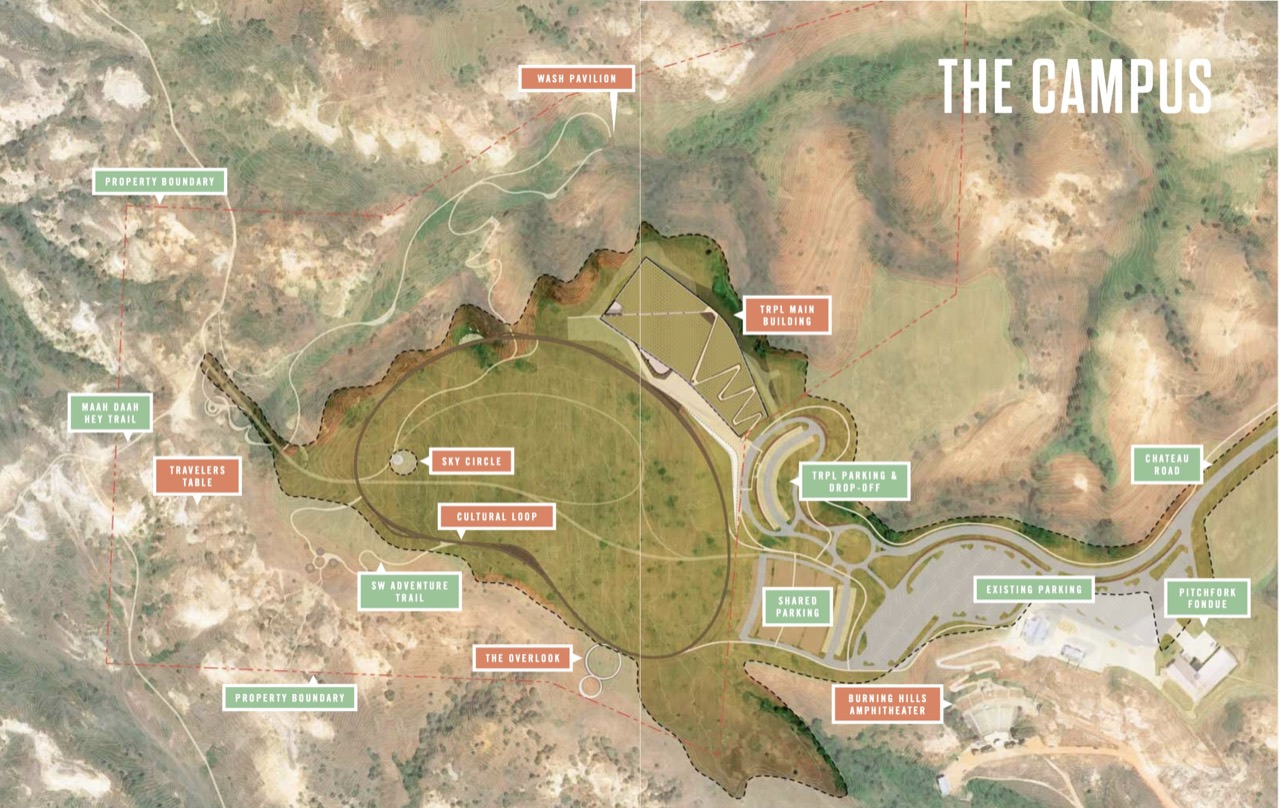 Site plan · The building sits to one side and the rest stays prairie. ⓒTheodore Roosevelt Presidential Library