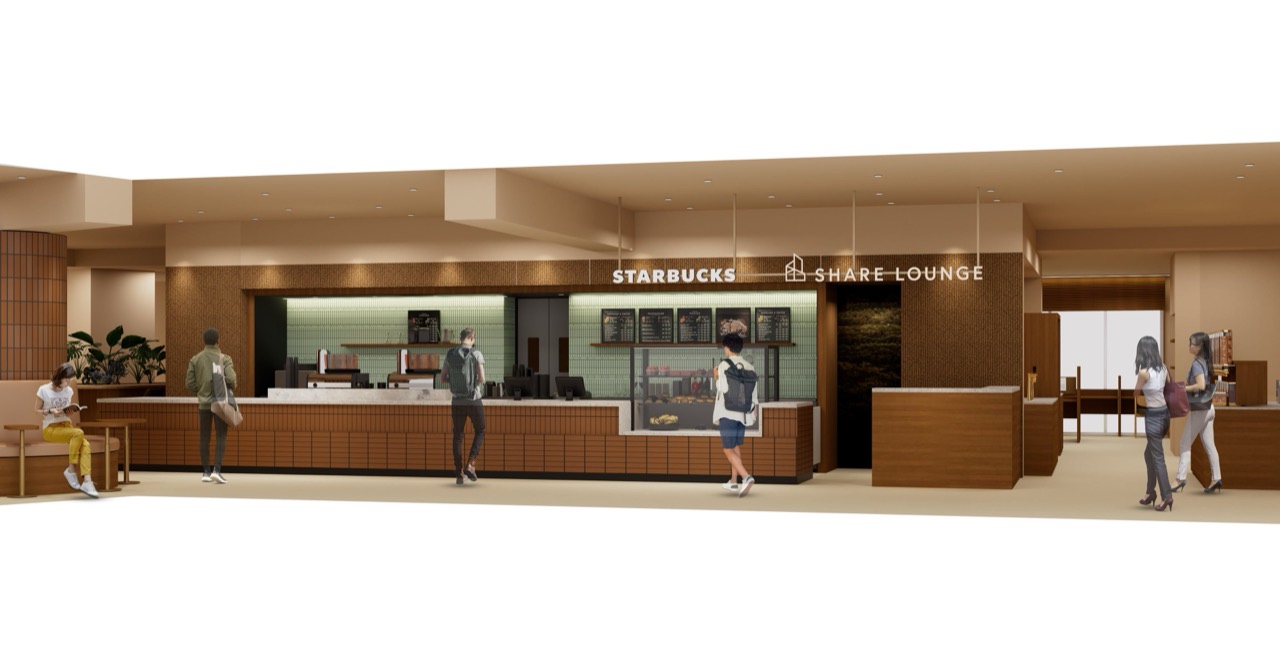 カウンターは一つ · 左がコーヒー、右が有料ラウンジの受付である。ⓒ自由が丘一丁目29番地区市街地再開発組合