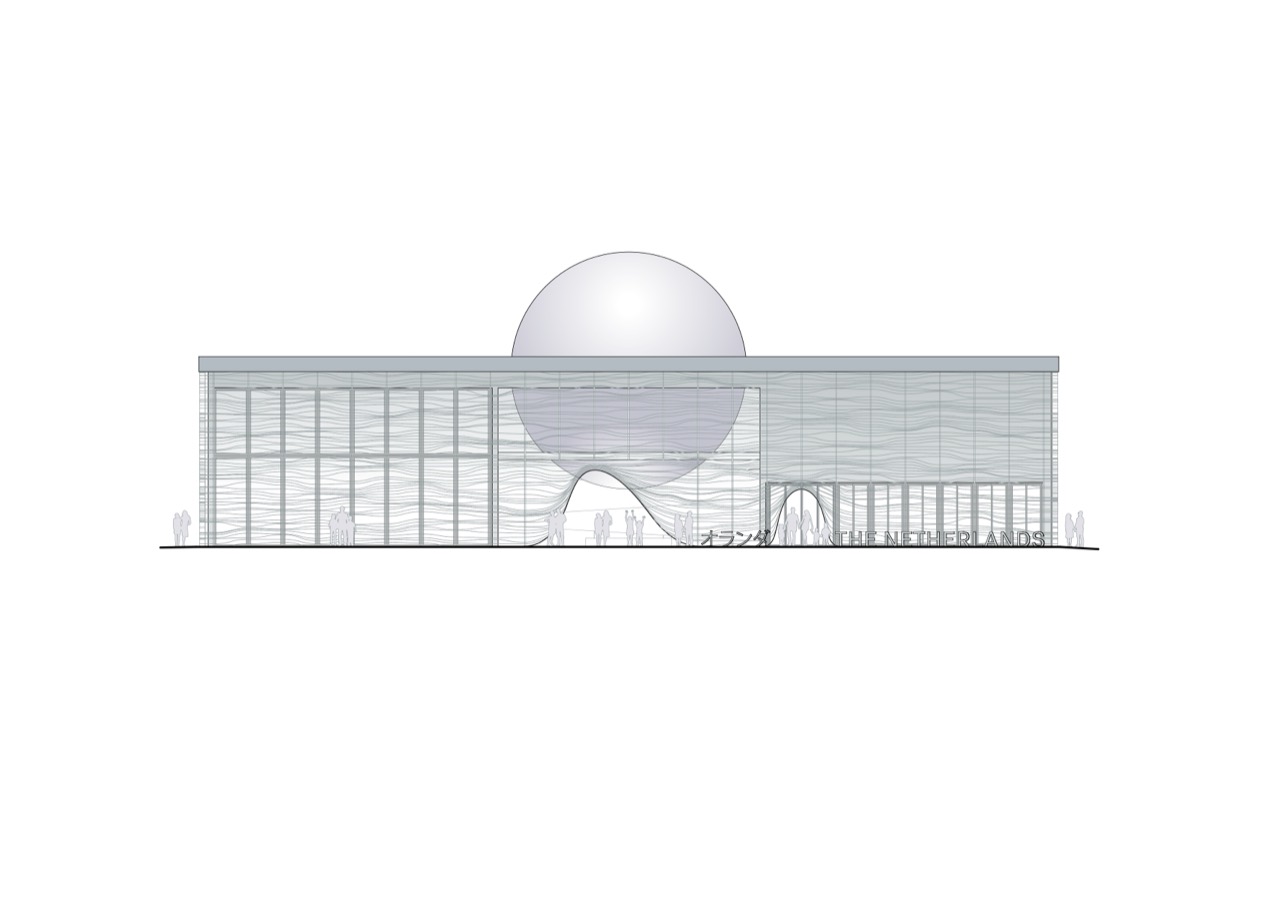 남측 입면도 · 슬랫이 만드는 물결이 입면에 그대로 그려져 있다. ⓒRAU Architects